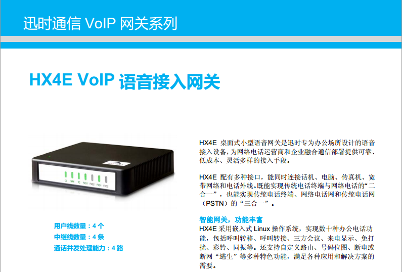NewRock HX402E 新一代企业级VoIP与传真融合接入解决方案